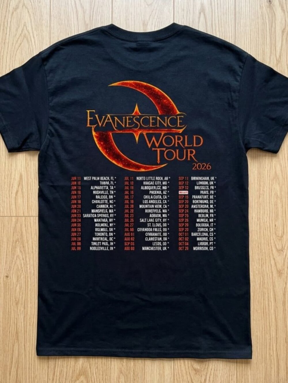 Evanescence Inspired World Tour 2026 Unisex Tee Rock Band Music Concert Reprint